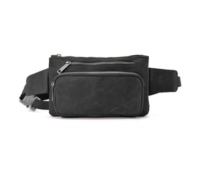 Поясная кожаная сумка бананка RA-8137-4lx бренд TARWA черная