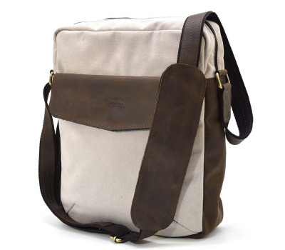 Мужская сумка из канвас через плечо TARWA RCJ-1810-3md слоновая кость