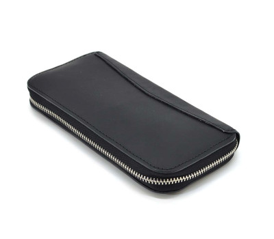 Чоловічий шкіряний гаманець на блискавці TARWA RA-711-3md чорний