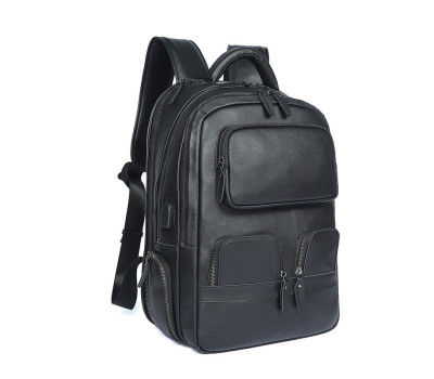 Шкіряний чоловічий рюкзак JD2766A John McDee чорний