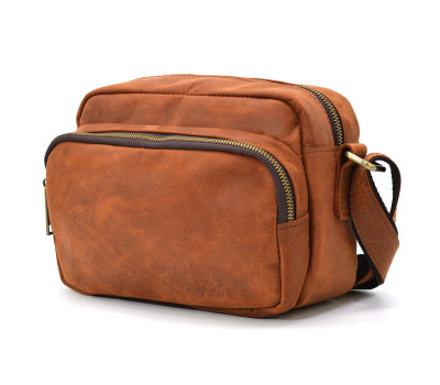 Небольшая мужская сумка через плечо 2 отделения TARWA RB-60125-3md коньячная