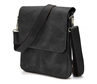 Мужская сумка через плечо RA-0022-4lx TARWA на 2 отделения кожа черная
