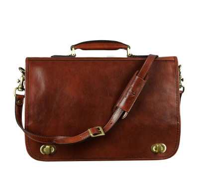 Шкіряний портфель для ноутбука - Illusions - коричневий Time Resistance 5193401