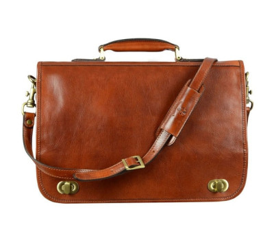 Шкіряний портфель для ноутбука - Illusions - коньячний Time Resistance 5194901