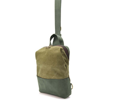 Слінг через плече, нагрудна сумка зі шкіри та канвасу TARWA REh-1905-3md