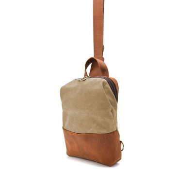 Слінг через плече, нагрудна сумка зі шкіри та канвас TARWA RBs-1905-3md