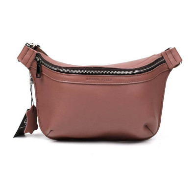 Шкіряна сумка напоясна Grande Pelle 743665 пудра