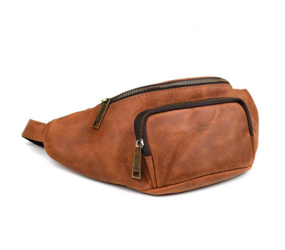 Стильна сумка на пояс бренду TARWA RB-3079-4lx у коньячному crazy horse