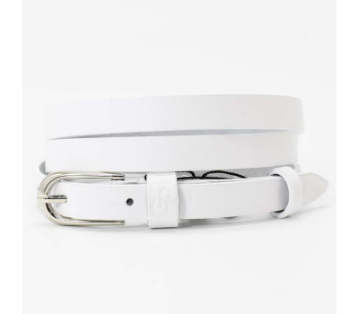 Ремінь жіночий тонкий Grande Pelle 1022040033 у білому кольорі.