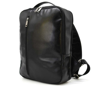 Шкіряний чоловічий рюкзак чорний TARWA GA-7287-3md на два відділи