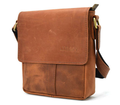 Невелика чоловіча сумка через плече шкіряна Limary lim-354RB коньячна