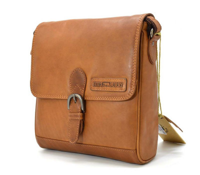 Чоловіча шкіряна сумка Hill Burry HB3193B з клапаном коньячна