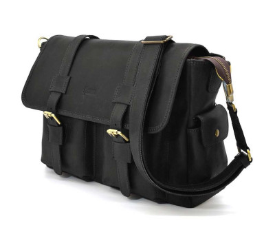 Сумка через плече зі шкіри crazy horse RA-6690-4lx бренду TARWA чорна