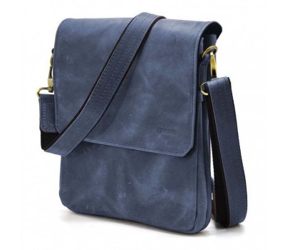 Чоловіча сумка через плече RK-0022-4lx TARWA на 2 відділення шкіра синя