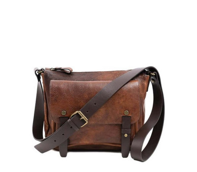 Шкіряна сумка через плече месенджер коньячний Persuasion від Time Resistance 5228801