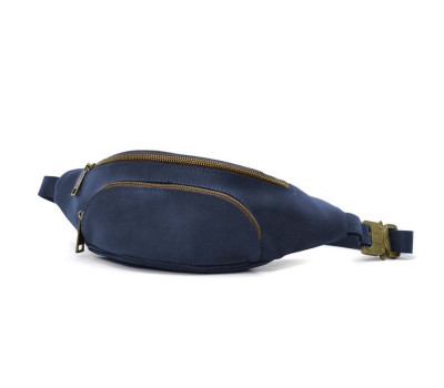 Сумка бананка шкіряна синя RK-30351-3md TARWA