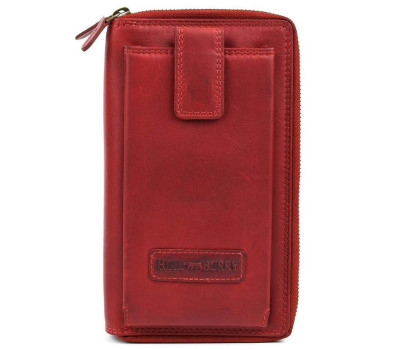 Шкіряний клатч бордовий Hill Burry HB3671R на два відділення
