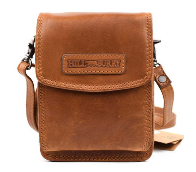Шкіряна сумка кардхолдер через плече Hill Burry HB3171B коньячна