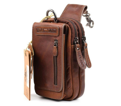 Шкіряна сумка чохол, через плече Hill Burry HB100B коньячна