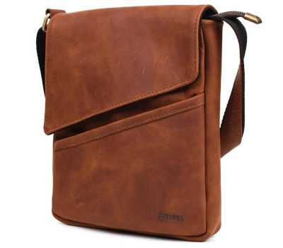 Чоловічі шкіряні сумки через плече RB-1302-3md TARWA коньячна крейзі хорс