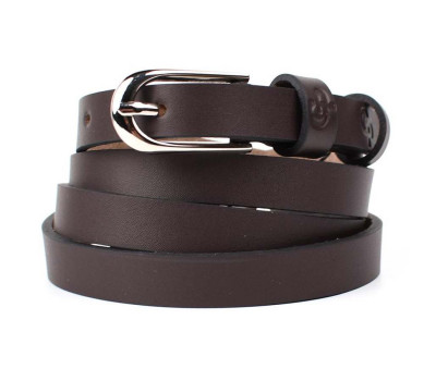 Ремень женский тонкий Grande Pelle 1132040033 в коричневом цвете