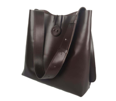 Сумка-шопер "Барбара" натуральна шкіра, шоколадна матова