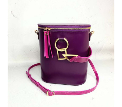 Сумка жіноча "Болеро" натуральна шкіра, фіолетова/фуксія матова