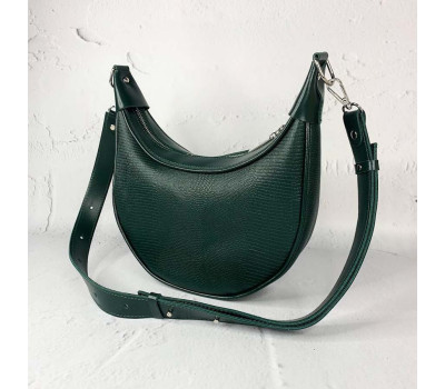 Сумка жіноча "Селена" натуральна шкіра , зелена з тисненням під рептилію