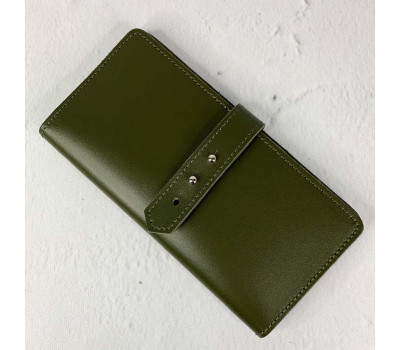 Тревел-кейс, натуральна шкіра, хакі гладка