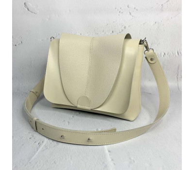 Сумка жіноча "Мішель" натуральна шкіра, слонова кістка рептілія