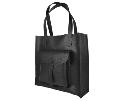 Сумка жіноча "ГАРДА" натуральна шкіра, чорна матова з тисненням під рептилію