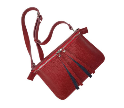 Сумка жіноча поясна "НЕКСТ" натуральна шкіра, червона