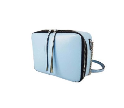 Сумка жіноча "КВАДРО" натуральна шкіра, небесно-блакитна глянцева