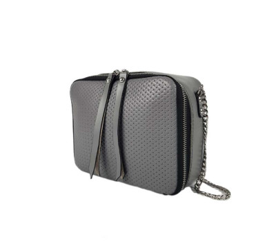 Сумка женская "КВАДРО" натуральная кожа, серая