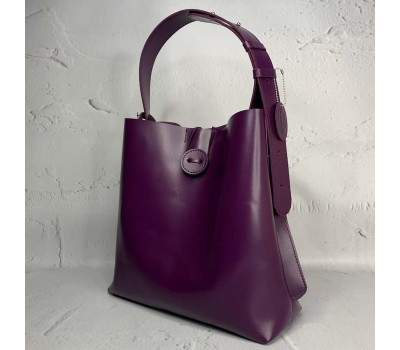Сумка-шопер "Барбара" натуральна шкіра, фіолетова