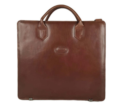Папка с ручками для документов,  натуральная кожа, цвет коричневый,гладкая