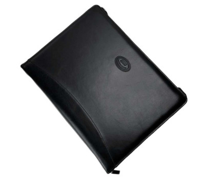 Папка с кольцами для документов, цвет черный, натуральная кожа