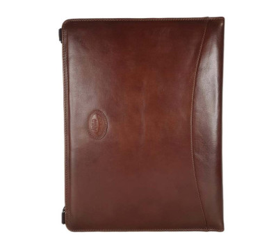Папка с кольцами для документов, цвет коньячный, натуральная кожа