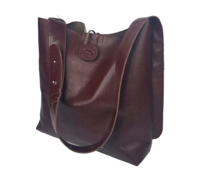 Сумка-шопер "Барбара" натуральна шкіра, бургунді,тиснення рептилія