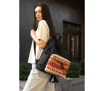 Жіночий рюкзак Sambag Active чорний тканевий з принтом "Africa"