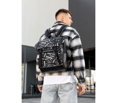 Чоловічий рюкзак принт Sambag Aura чорний