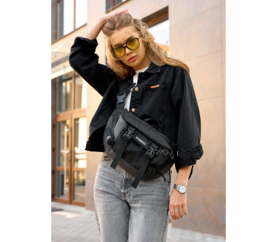 Велика жіноча поясна сумка бананка для планшета Sambag DynamicDart чорна