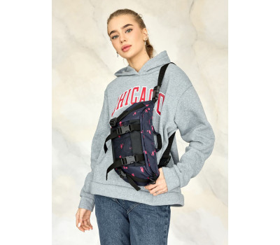 Велика жіноча поясна сумка бананка Sambag DynamicDart принт "Фламінго"