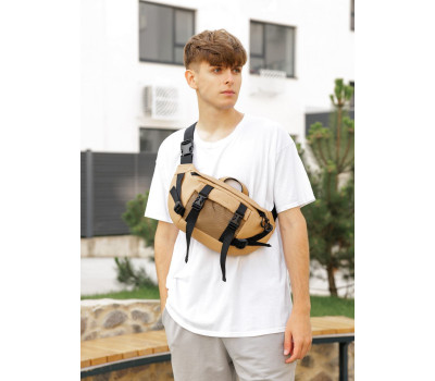 Велика чоловіча поясна сумка бананка Sambag DynamicDart бежева