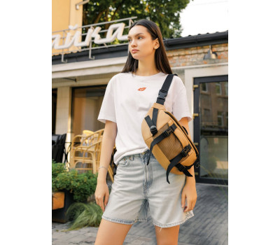 Велика жіноча поясна сумка бананка Sambag DynamicDart бежева