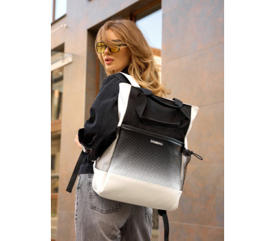 Жіноча сумка-рюкзак Sambag Shopper біла з принтом