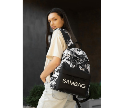 Женский рюкзак Sambag Active черный тканевый с принтом "split"