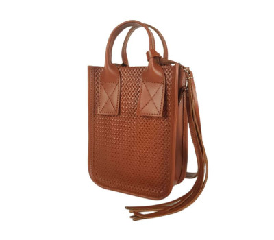 Сумка жіноча "Амелі" "натуральна шкіра, гончарна глина з тисненням під плетінку