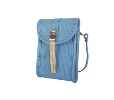 Сумка жіноча "Лайк" натуральна шкіра, блакитна тиснення  плетінка , з ланцюжком
