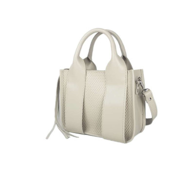 Сумка жіноча "Фіона S" натуральна шкіра, слонова кістка з тисненням під плетінку